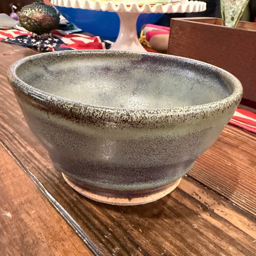 Handcrafted PRH Signed Ceramic Bowl in Green and Brown